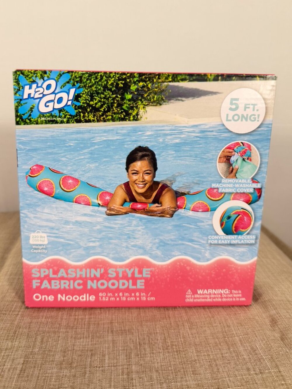 Bestway H2OGO Splashin Style Fabric Pool Noodle Grapefruit NIB Float